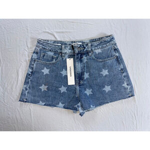 Vigoss Cutoff Lightweight 100% Cotton Denim 'High Rise Short'. Stars. 27, NWT!!